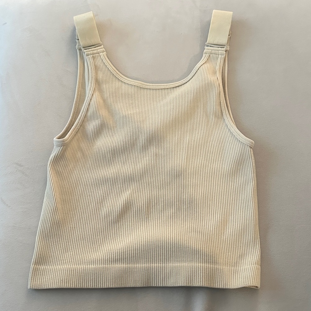 ZARA Cream Ribbed Tank Top